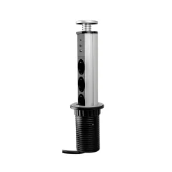Emuca Boîte De Dérivation-Multiconnecteur élevable Vertikal A+C, EU, Peint en aluminium, Plastique et Aluminium.