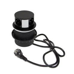 Emuca Boîte De Dérivation-Multiconnecteur Vertikal Push diamètre 100mm, 3 prises de type Schuko, 1 USB type A, 1 USB type C, Acier et Plastique, Peint