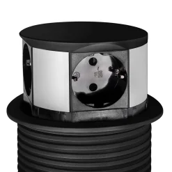 Emuca Boîte De Dérivation-Multiconnecteur Vertikal Push diamètre 100mm, 3 prises de type Schuko, 1 USB type A, 1 USB type C, Acier et Plastique, Peint