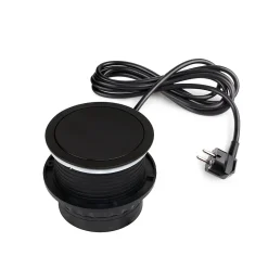 Emuca Boîte De Dérivation-Multiconnecteur Vertikal Push diamètre 100mm, 3 prises de type Schuko, 1 USB type A, 1 USB type C, Acier et Plastique, Peint