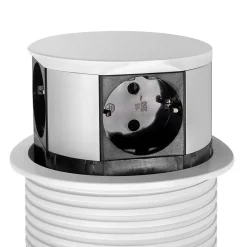 Emuca Boîte De Dérivation-Multiconnecteur Vertikal Push diamètre 100mm, 3 prises de type Schuko, 1 USB type A, 1 USB type C, Acier et Plastique, Peint