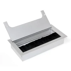 Emuca Range-Fil Et Cache-Fil|Range-Fil Et Cache-Fil-Passe-cables pour table Quadrum, rectangulaire, 159x80mm, à encastrer, Aluminium, anodisé mat