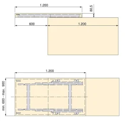 Emuca Rails de table coulissante Twice Top, Aluminium, Anodisé mat