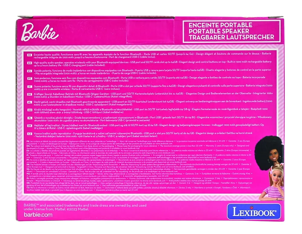 Lexibook Enceinte Bluetooth portable Barbie