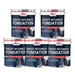 Arcane Industries Enduit bitumineux pour Fondations Murs enterrés - ARCAFONDATION. Noir - Offre Spéciale : 5 x 20KG -