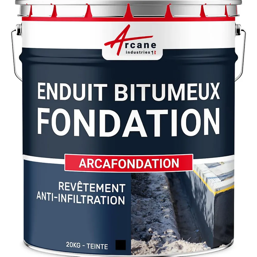 Arcane Industries Enduit bitumineux pour Fondations Murs enterrés - ARCAFONDATION. Noir - 20 kg -