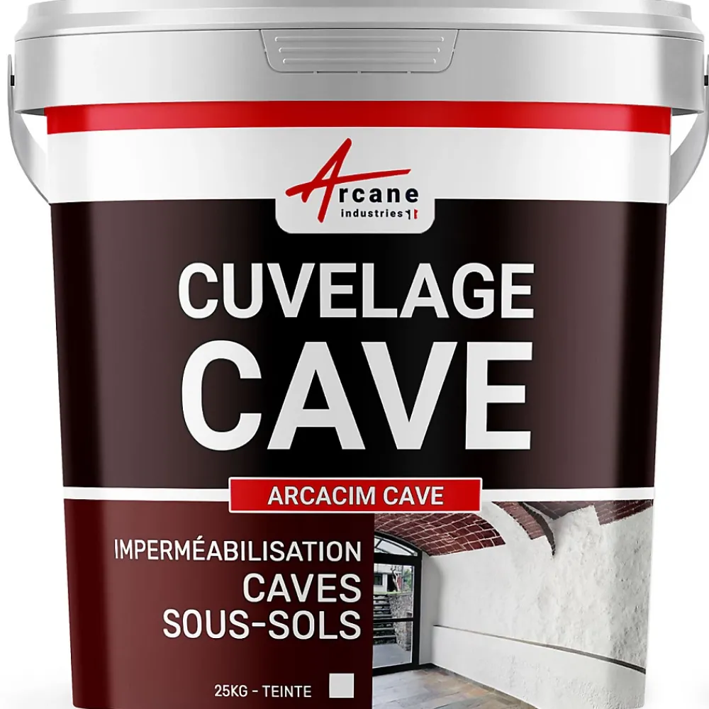 Arcane Industries Enduit de cuvelage hydrofuge - Étanchéité cave sous-sol garage / ARCACIM CAVE Blanc - 25 kg -