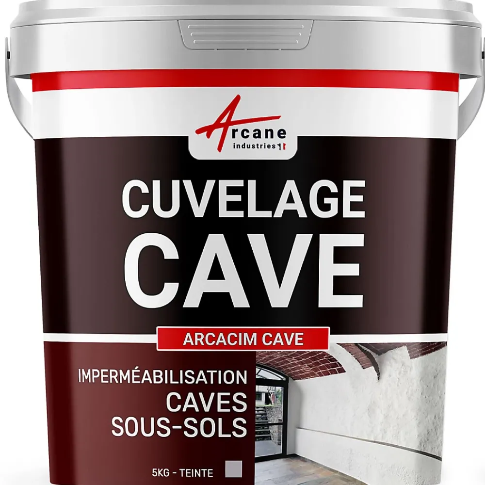 Arcane Industries Enduit de cuvelage hydrofuge - Étanchéité cave sous-sol garage / ARCACIM CAVE Gris - 5 kg -