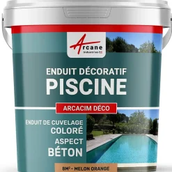 Arcane Industries Etanchéité Des Fondations-ENDUIT DE CUVELAGE PISCINE FINITION BETON CIRE - ARCACIM DECO Melon Orange - 8 m² -