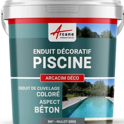Arcane Industries ENDUIT DE CUVELAGE PISCINE FINITION BETON CIRE - ARCACIM DECO Mulot Gris - 8 m² -