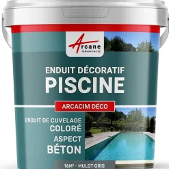 Arcane Industries ENDUIT DE CUVELAGE PISCINE FINITION BETON CIRE - ARCACIM DECO Mulot Gris - 16 m² -