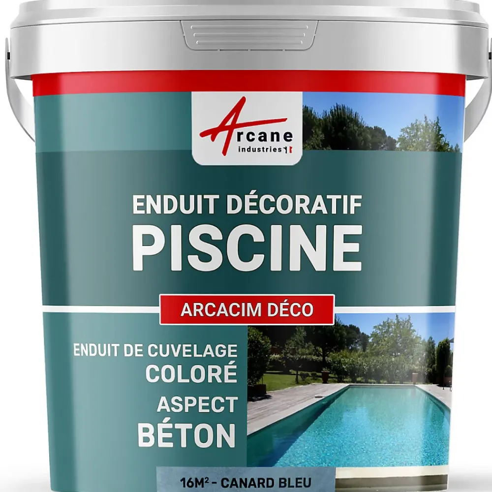 Arcane Industries ENDUIT DE CUVELAGE PISCINE FINITION BETON CIRE - ARCACIM DECO Canard Gris Bleuté - 16 m² -