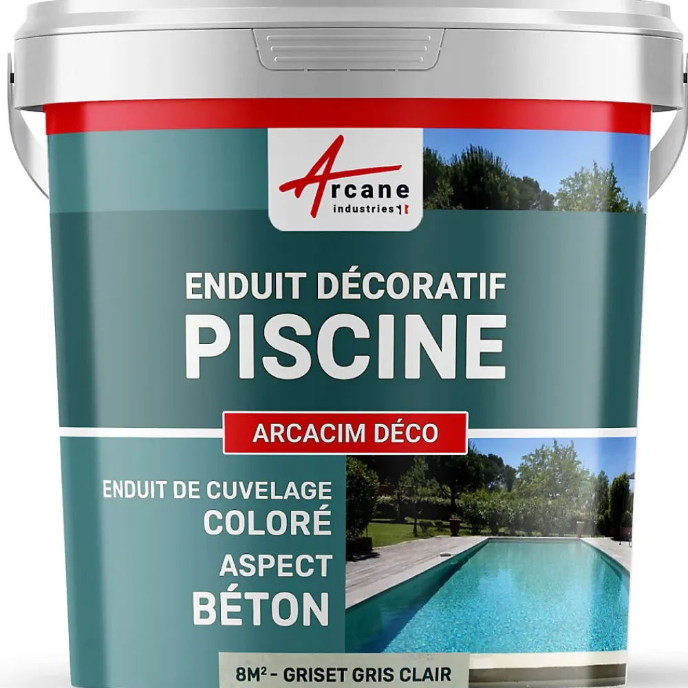 Arcane Industries Etanchéité Des Fondations-ENDUIT DE CUVELAGE PISCINE FINITION BETON CIRE - ARCACIM DECO Griset Gris Clair - 8 m² -
