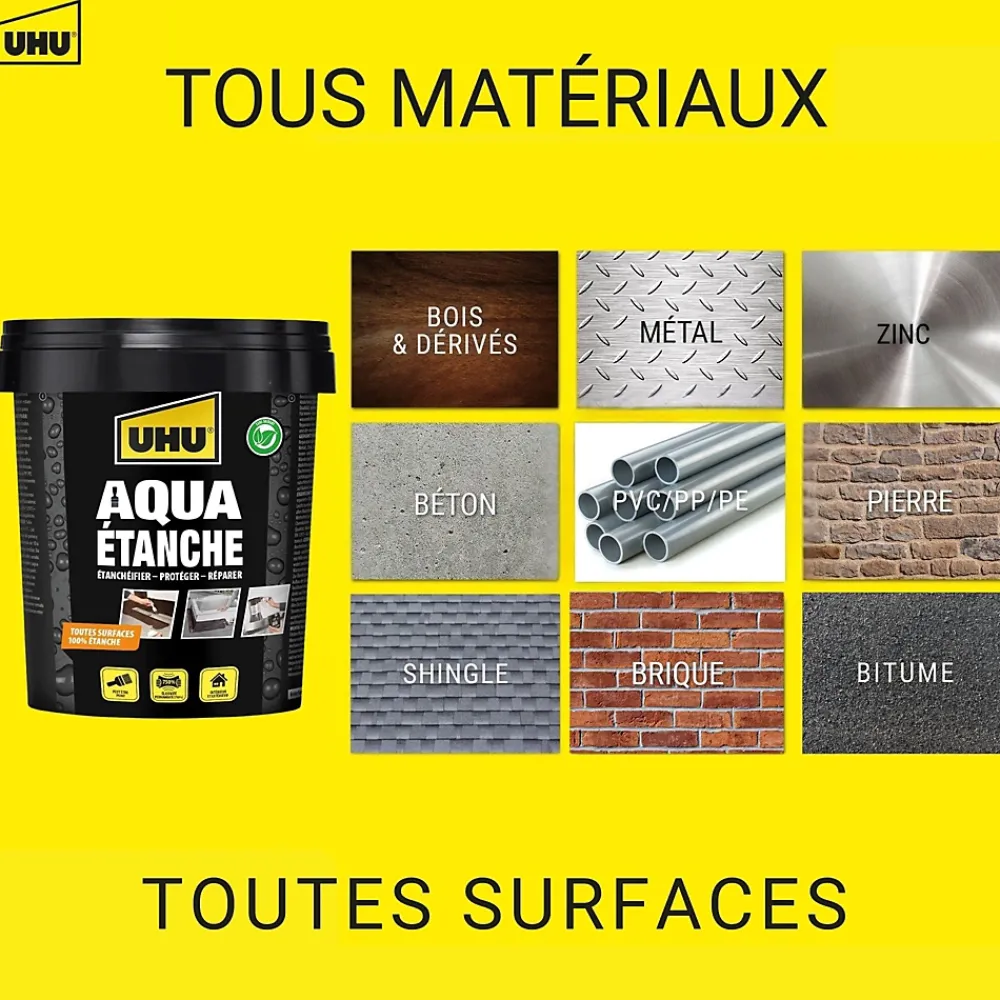 UHU Enduit d'étanchéité noir Aqua étanche pot de 750 ml