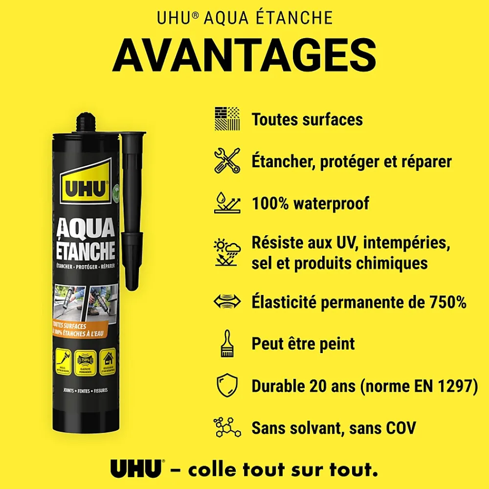 UHU Enduit d'étanchéité noir Aqua étanche cartouche de 310g