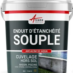 Arcane Industries Enduit d'étanchéité Piscine Cuve Hors Sol - ARCACIM S2 AQUA. Gris Marron Proche - RAL 7013 - 4 kg -