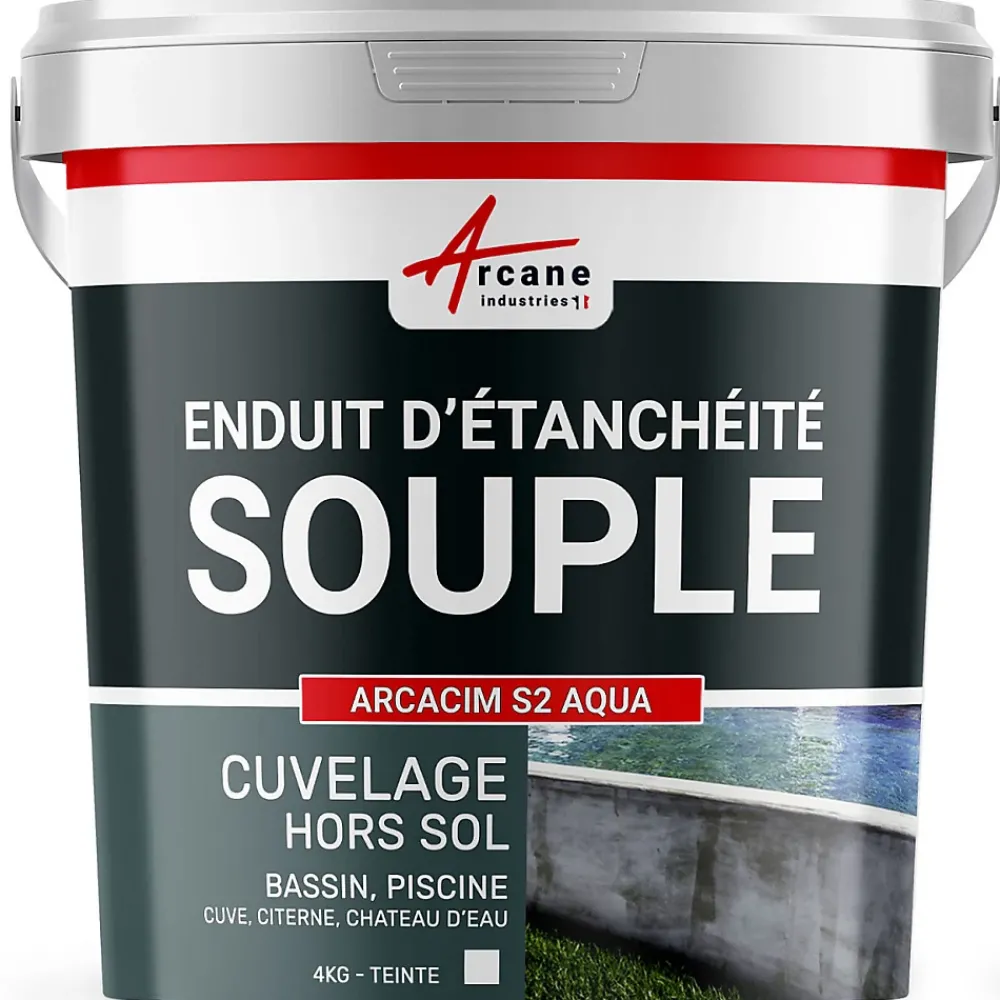 Arcane Industries Etanchéité Des Fondations-Enduit d'étanchéité Piscine Cuve Hors Sol - ARCACIM S2 AQUA. Blanc - 4 kg -