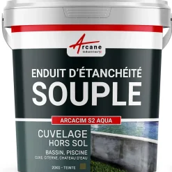 Arcane Industries Enduit d'étanchéité Piscine Cuve Hors Sol - ARCACIM S2 AQUA. Gris Marron Proche - RAL 7013 - 20 kg -