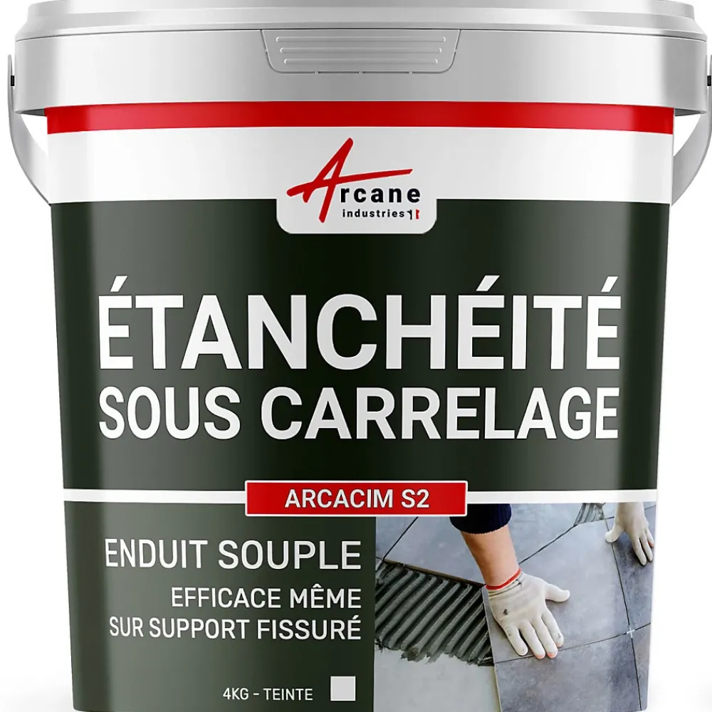 Arcane Industries Enduit d'étanchéité sous carrelage dalle/chape extérieure - ARCACIM S2 Blanc - 4 kg -