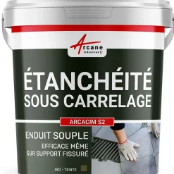 Arcane Industries Enduit d'étanchéité sous carrelage dalle/chape extérieure - ARCACIM S2 Gris Marron Proche - RAL 7013 - 4 kg -