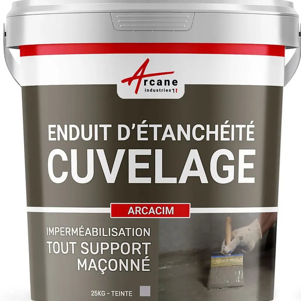 Arcane Industries Etanchéité Des Fondations-Enduit Hydrofuge pour support maçonné - ARCACIM Gris - 25 kg -