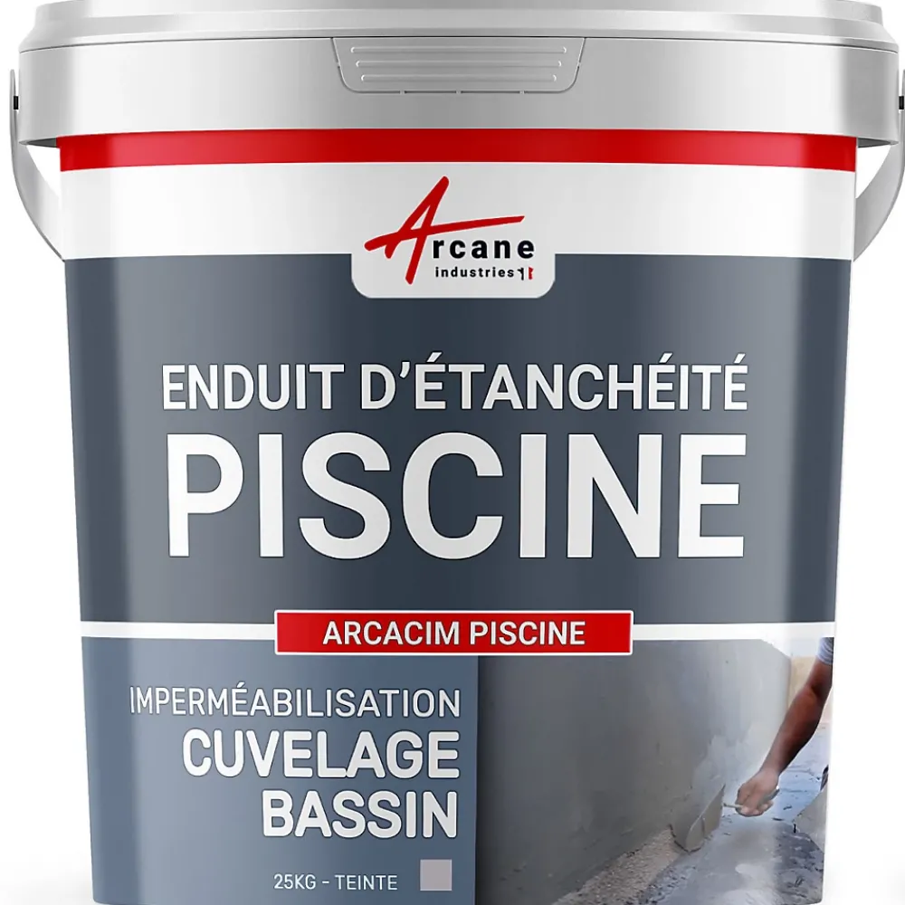 Arcane Industries Etanchéité Des Fondations-Enduit Piscine Hydrofuge - Etanchéité Piscine & Cuvelage : ARCACIM PISCINE Gris - 25 kg -