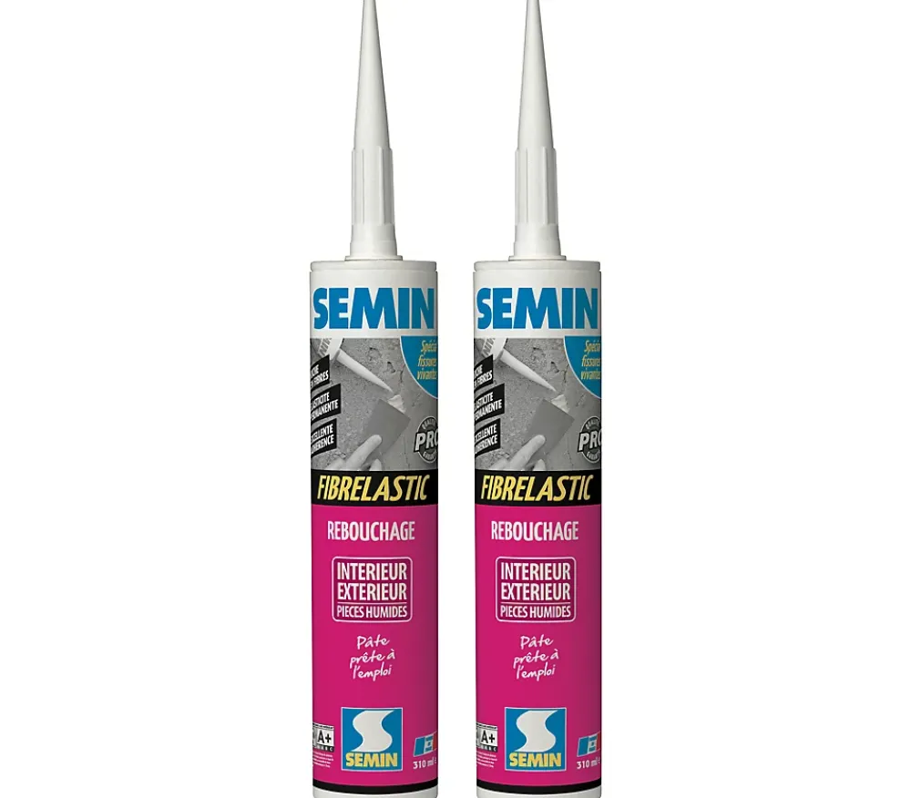 Semin 2 Enduits de Rebouchage Fibrelastic , Fissures Vivantes, Cartouche 310 ml