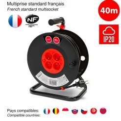 Velamp Enrouleur bricolage, 4 prises, 40 mètres, 3G1.5mm2, NF