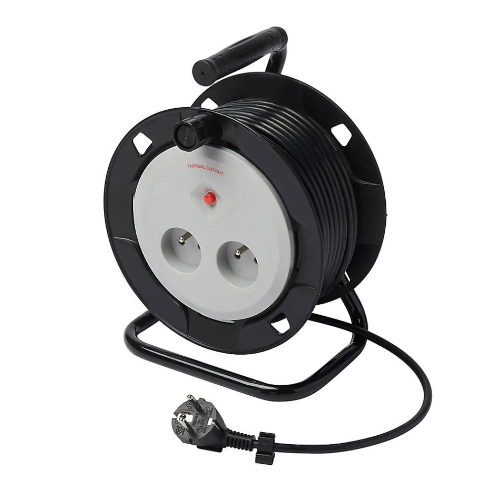 Enrouleur Électrique-Enrouleur de bricolage H05VVF 3G1mm² 2 prises 15m