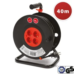 Velamp Enrouleur Électrique-Enrouleur de câble DIY 4 prises Schuko standards, câble H05VV-F3G1.5MM2, 40M ,CE