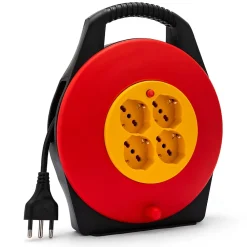Velamp Enrouleur de câble domestique 4 prises, câble H05VV-F3G1.0MM2, 10M, CE