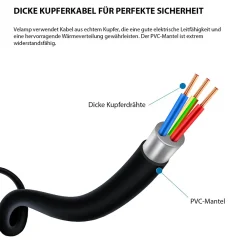 Velamp Enrouleur de câble domestique 4 prises Schuko standards, câble H05VV-F3G1.0MM2, 10M ,CE