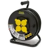 Stak Enrouleur de câble électrique professionnel, 4 prises et fiche Schuko, H07RN-F3G1.5MM2, 25M , GS (TUV), IP44.