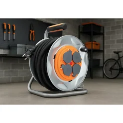 Zenitech Enrouleur Électrique-Enrouleur de chantier IP44 - 4 prises 25m