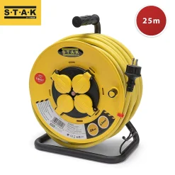 Velamp Enrouleur de chantier, 4 prises, 3G2.5, 25 mètres , NF, IP44. Platine fixe et guide cable