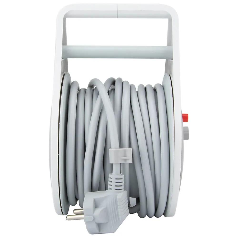 Zenitech Enrouleur Électrique-Enrouleur domestique Schuko 3 prises 7m - Gris -