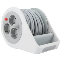 Zenitech Enrouleur Électrique-Enrouleur domestique Schuko 3 prises 7m - Gris -