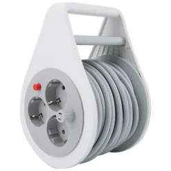 Zenitech Enrouleur Électrique-Enrouleur domestique Schuko 3 prises 7m - Gris -
