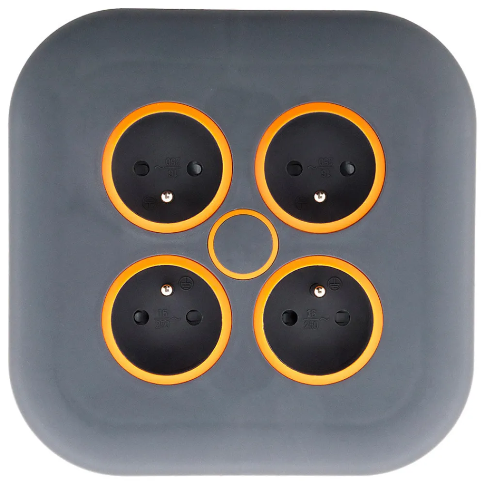 Zenitech Enrouleur domestique 4x2P+T - 7m orange
