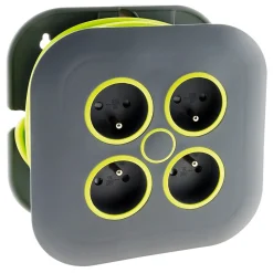 Zenitech Enrouleur Électrique-Enrouleur domestique 4 x 2P+T - 7m - vert