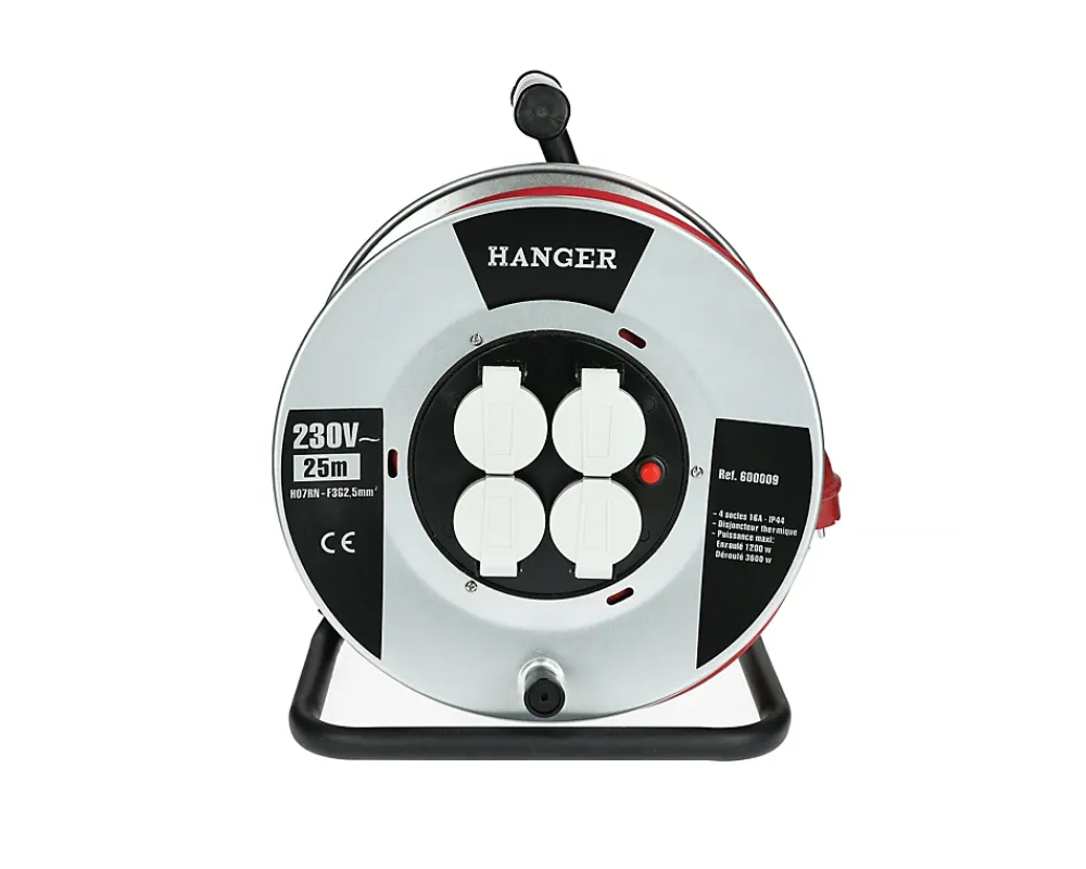 Hanger Enrouleur Électrique-Enrouleur électrique 25m H07RN-F 3G 2,5mm2 flasque acier - - 600009