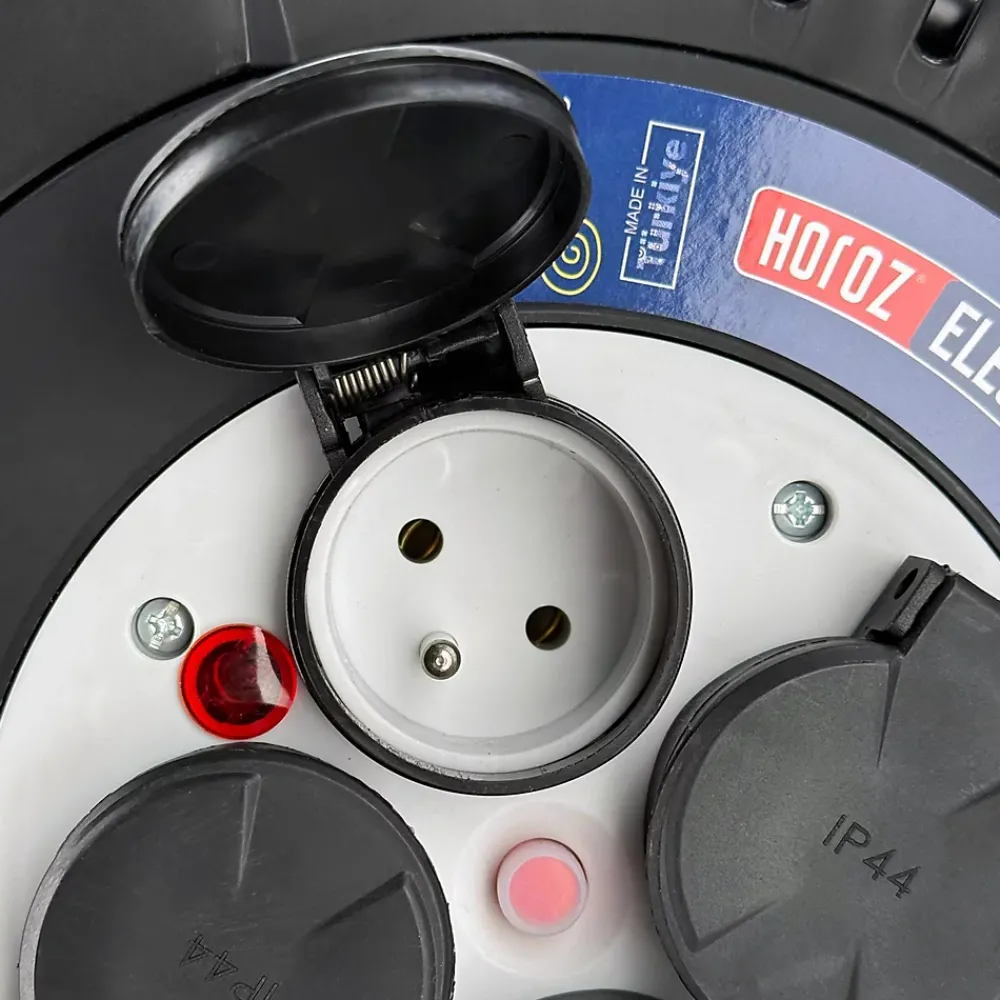 Horoz Electric Enrouleur Électrique-Enrouleur électrique 20 m, 4 prises, type E, 3x1,5 mm², IP44 - rallonge pour jardin et atelier HOROZ