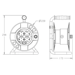 Arcotec Enrouleur 25m H05VV-F 3G1.5 - 4 prises 16A - garantie 2 ans