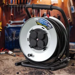 I-Watts Pro Rallonge Électrique-Enrouleur 4 prises-h07rn-3g2.5MM²-25M - Acier galvanisé -