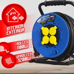 I-Watts Pro Enrouleur 4 prises-h07rn-3g2.5MM²-40M -