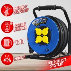 I-Watts Pro Enrouleur 4 prises-h07rn-3g2.5MM²-40M -
