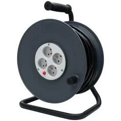 Zenitech Enrouleur 4 prises 40m + coupe-circuit + support