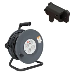 Zenitech Enrouleur 4 prises 40m + coupe-circuit + support