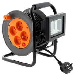Zenitech Enrouleur Électrique-Enrouleur 4 prises + projecteur LED 15m