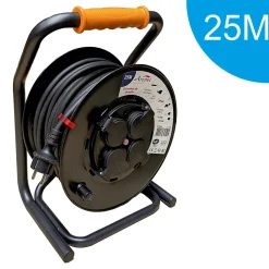 Arcotec Enrouleur Électrique-Enrouleur PRO de chantier 3G2.5 25m IP44 platine fixe (anti twist) - câble H07RN-F- 4 prises 16A - garantie 2 ans